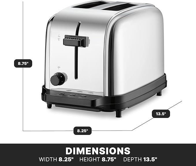 Waring Commercial WCT702 2-Slice Commercial Light Duty Pop-Up Toaster 120V 5-15 Phase Plug Silver 2-Compartment