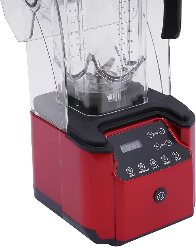 Professional Blender with Shield Eapmic Soundproof Blender Commercial Countertop Blenders 2200W 8 Gears Commercial Smoothie Countertop Blender for Smoothies Ice Cream Sauce Red