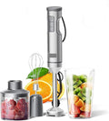 Fit for Hand Immersion Blender - 4-in-1 Stainless Steel Stick Mixer with 700ml Beaker 500ml Processor and Whisk Attachment(UK PLUG_FOUR IN ONE)
