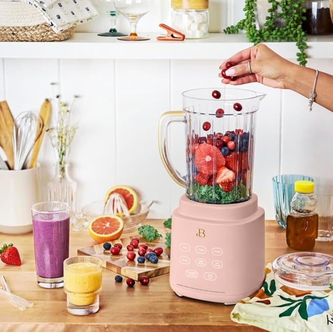 PowerExact Blender System 700-Watt Countertop Blender with 50oz BPA-Free Jar &amp 20oz To-Go Cup-Pink
