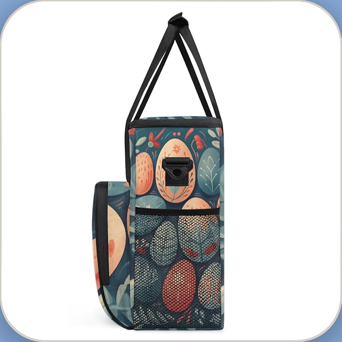 Boho Floral Coffee Maker Carrying Bag Easter Egg Travel Storage Bag Compatible with K-Mini or K-Mini Plus Single Serve Coffee Brewer Carrying Case with Multiple Pockets &amp Shoulder Strap