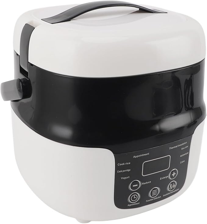 2L Car Rice Cooker Electric Rice Cooking Pot Non Stick Liner with 7 Stage Heat Control Portable Travel Rice Cooker for RV Camping and Distance Travel Includes