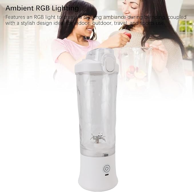 Portable Blender 22000 RPM High Speed Personal Blender 500ml USB Rechargeable Travel Juicer Cup with Battery Level Indicator Light Suitable for Travel Gym Work