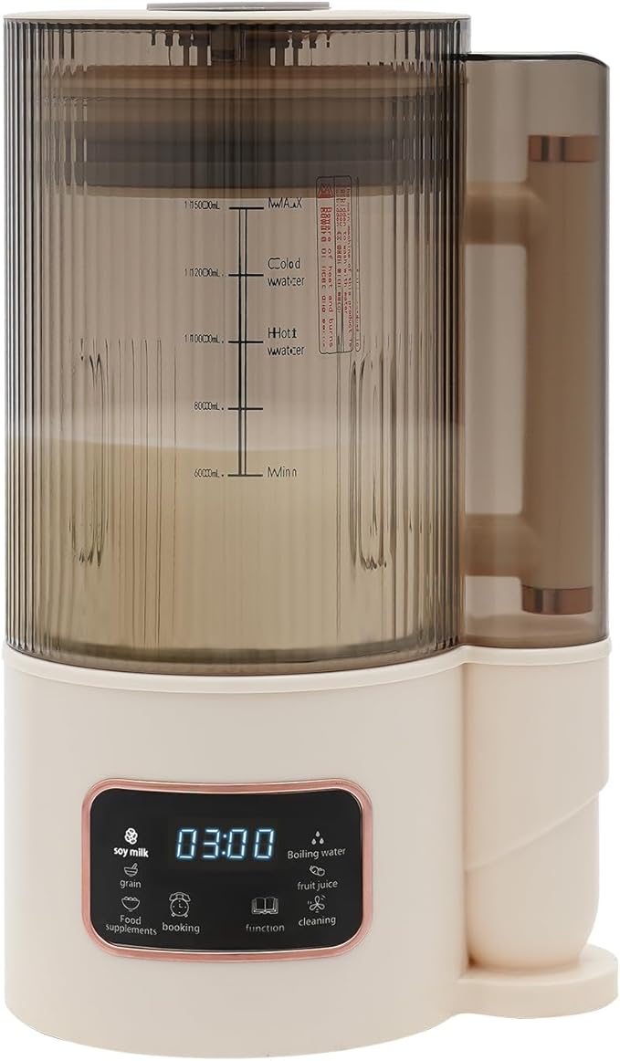 0.4Gal Nut Milk Maker 500W 120V Soundproof Soy Milk Maker with LCD Display Screen for Making Soybean Milk Fruit Juice Coffee in Home(White)