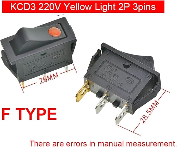 10 Pieces/lot Rocker Switch Rice Cooker Electric Frying pan Small Boat Type Power Button KCD3 Light 2/3 pin(F (10PCS))