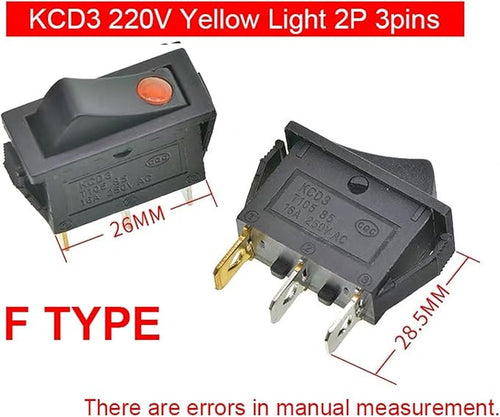 10 Pieces/lot Rocker Switch Rice Cooker Electric Frying pan Small Boat Type Power Button KCD3 Light 2/3 pin(F (10PCS))