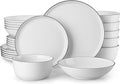 MALACASA 24 Pieces Gourmet Porcelain Dinnerware Sets Premium Plates and Bowls Set High-Fired Dishes Set for 6 Chip &amp Scratch Resistant Microwave Dishwasher Safe White &amp Black Rim Series