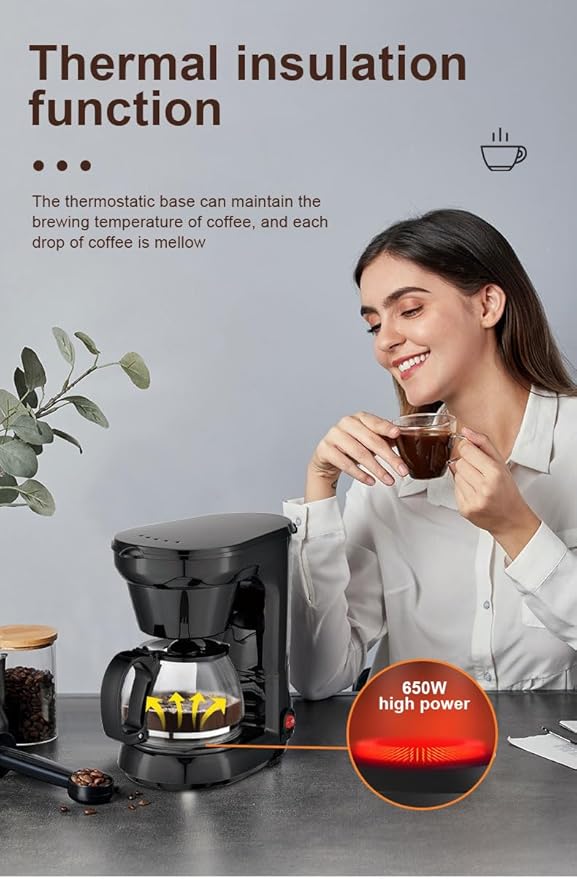 6-Cup Coffee Maker Automatic Espresso Machine Built-in Grinder No Coffee Pods Required Black and Stainless Steel