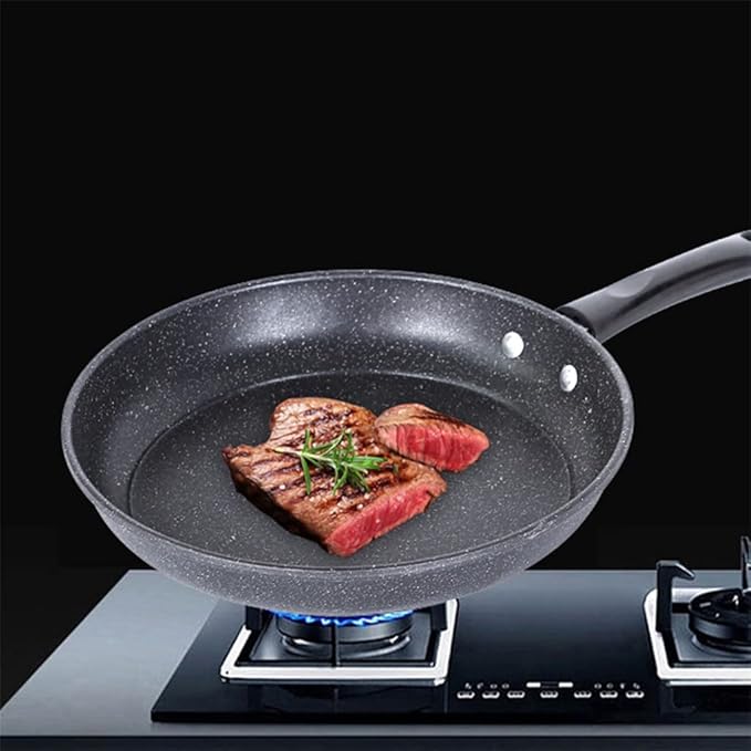 Solid Light Grey Cookware Set Soup Pot Set Frying Pan Milk Pot Cooking Pot Pan Non-Stick Pan Set Frying PanB