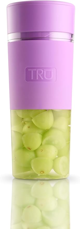 TRU Hydration Blender with Single-Button Operation &amp USB Rechargeable Battery - Mini Personal Blender for Fruit Smoothies - Portable Travel Blender for Single Servings - Purple