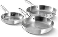 Calphalon Premier Polished 5-Ply Stainless Steel Cookware Set w/Turbo Heat Tech 3 Piece Frying Pan Set Induction Oven Safe 500F Oven Safe 500F PFOA Free Polished Stainless Silver