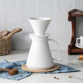 Pour Over Coffee Maker Set Ceramic Coffee Dripper with Pot Set 22OZ White Cream Pour Over Coffee Brewer for Home Café Restaurant Camping Size 02