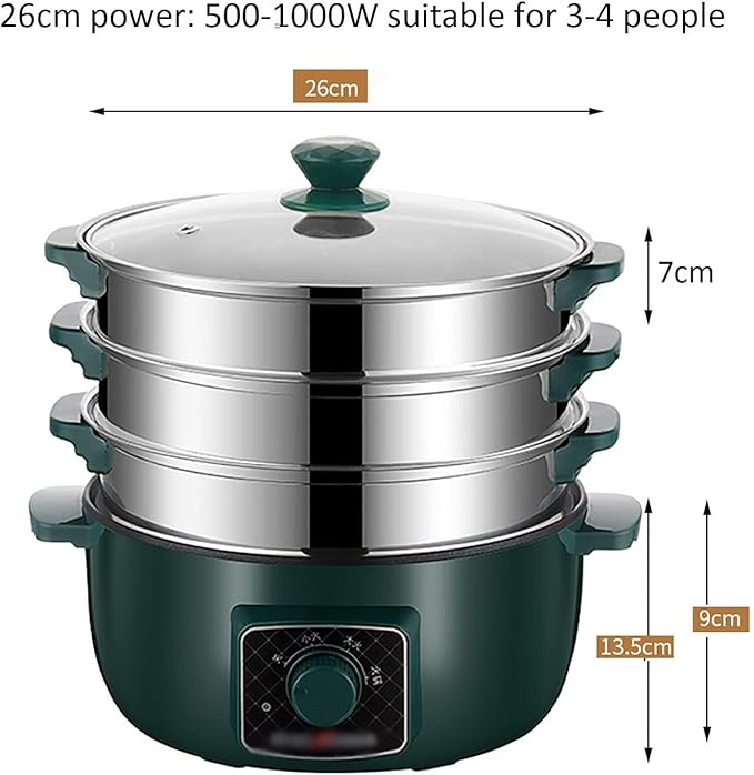 CKSEKD Rice Cooker With Steamer Basket Rice Cooker With Steamer Household Dormitory Multifunctional All-in-one Frying Pan/wok Non-stick Soup Pot For 3-5 People26cm
