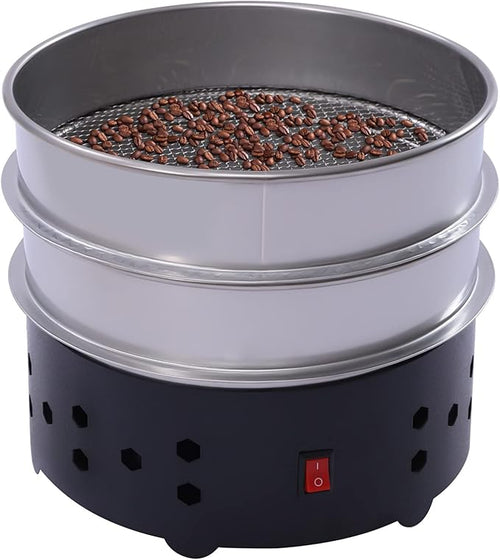 110V Coffee Bean Cooler for Home Roasting Fast 3-Min Cooling for 1.3lb Beans Double Layer EasyClean 304 Stainless Steel Mesh with Chaff Collector Quiet &amp Low-Noise Electric Cooling Fan