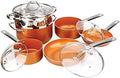 For Brand 10 Piece Copper Non-Stick Kitchen Cookware Pan and Pots Set Lids