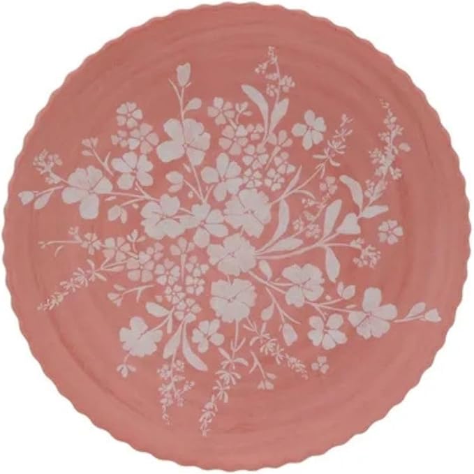12-Piece Bamboo Melamine Dinnerware Set Service for 4 Includes Dinner Plates Salad Plates and Cereal Bowls Dishwasher Safe (Pink)