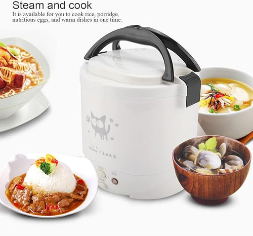 12V 100W 1L Electric Portable Rice Cooker for Car Multifunctional Food Steamer White Non-Stick Coating