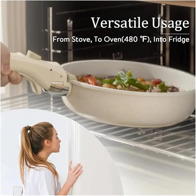 11 piece Nonstick Cookware Sets Handle Kitchen Removable Handle Cooking Pot Set