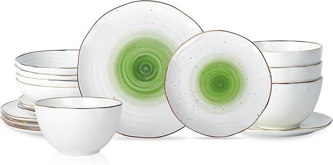 Christian Siriano Luma 16-Piece Dinnerware Set Porcelain Green