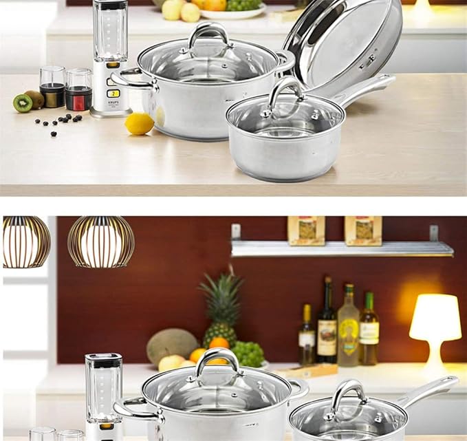 Cookware Set Stainless Steel Kitchen us Composite Bottom Saucepan Saute Steak Pan Non Stick Fry Pan with Lids Kitchenware Set 5PCS