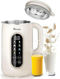 IAGREEA 8 in 1 Nut Milk Maker Machine Stainless Steel Lid BPA Free for Homemade Almond/Oat/Soymilk 35 oz(1L) Almond Milk Maker with 8 Mins Self-Cleaning 2 hrs Keep Warm 750W Stirring Power White