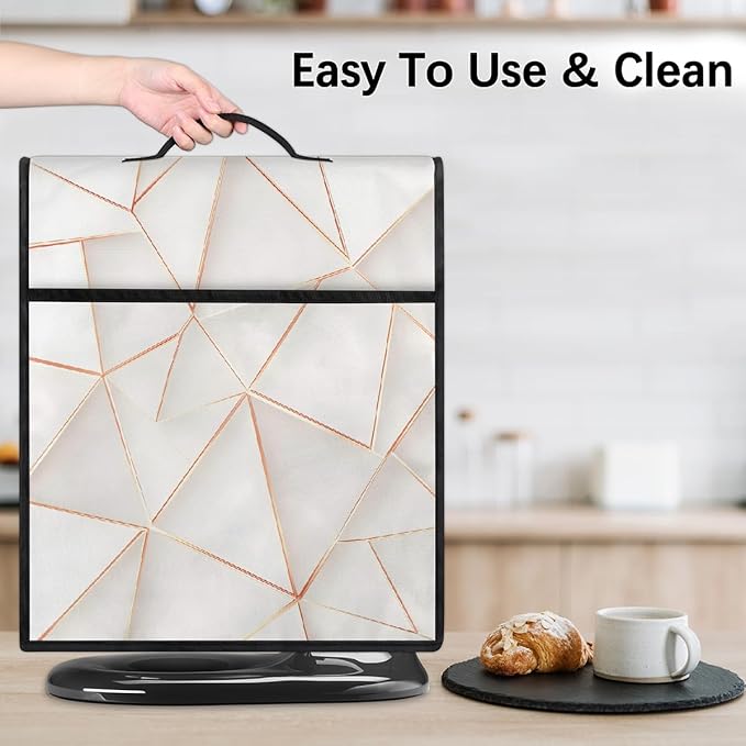 cfpolar Kitchen Aid Mixer Cover Compatible with 6-8 Quarts White Marble Stand Mixer Cover Kitchen Aid Mixers Accessories Appliance Organizer Bag Dust Covers with Zipper Pocket