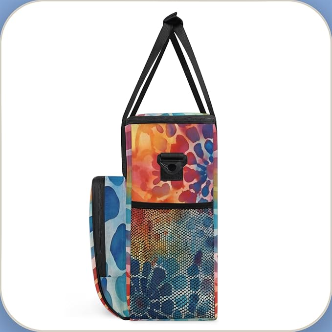 Watercolor Explosion Coffee Maker Carrying Bag Colorful Powder Travel Storage Bag Compatible with K-Mini or K-Mini Plus Single Serve Coffee Brewer Carrying Case with Pockets &amp Shoulder Strap