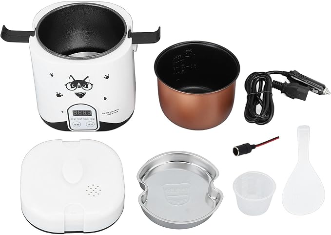 24V Mini Rice Cooker 1.2L Small Portable Travel Rice Cooker For Car and Truck Small Rice Cooker 80W Travel Rice Cooker 24V for Car Truck with Non Stick Inner Pot