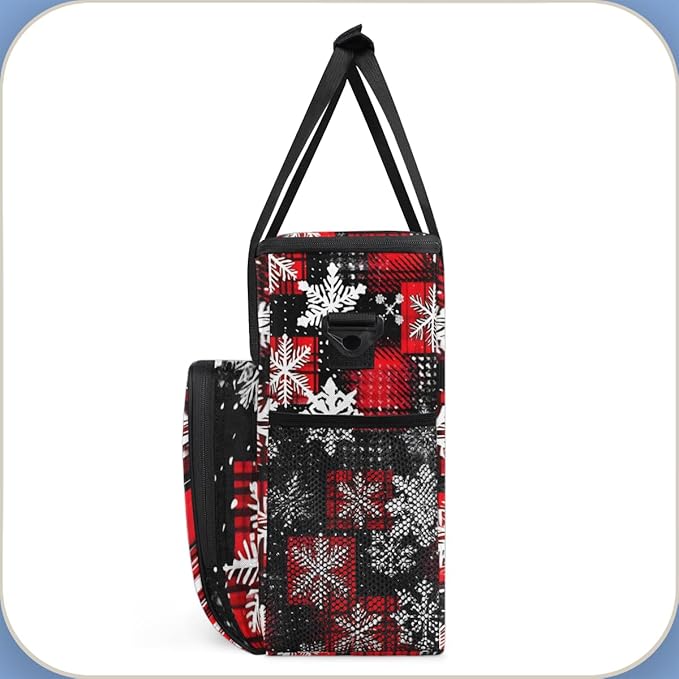 Xmas Snowflakes Coffee Maker Carrying Bag Christmas Snowflakes Travel Storage Bag Compatible with K-Mini or K-Mini Plus Single Serve Coffee Brewer Carrying Case with Pockets &amp Shoulder Strap