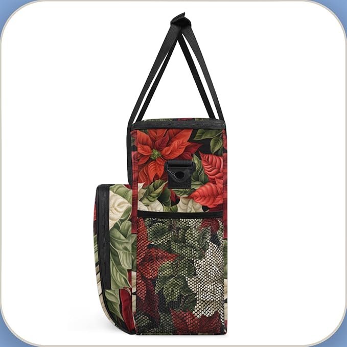 Holly Berry Flowers Coffee Maker Carrying Bag Watercolor Flowers Travel Storage Bag Compatible with K-Mini or K-Mini Plus Single Serve Coffee Brewer Carrying Case with Pockets &amp Shoulder Strap