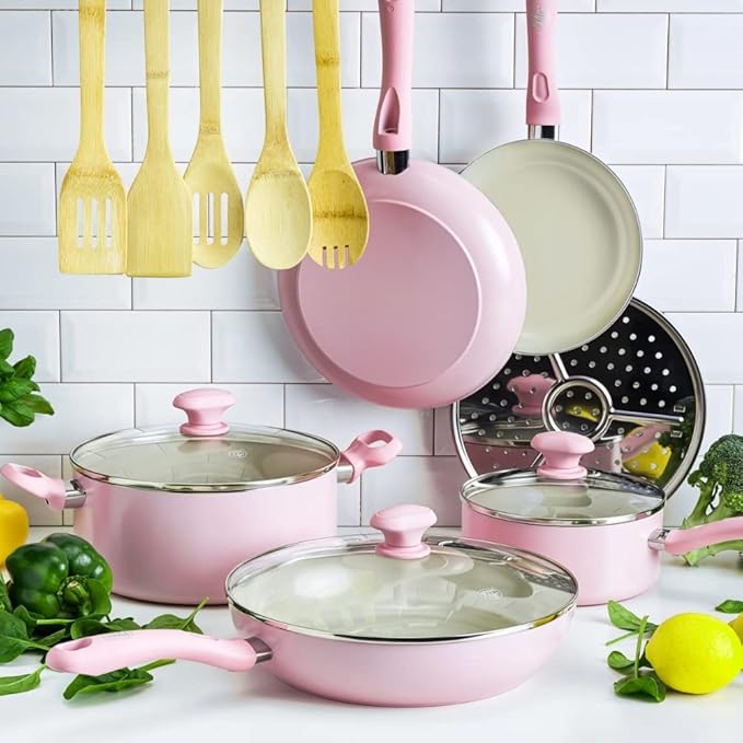 Healthy Ceramic Nonstick Cookware Pots and Pans Set 14 PieceKitchen Accessories