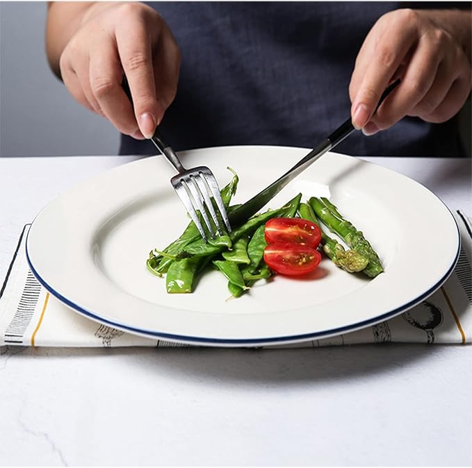 Palace Style Porcelain Dinner Set Ceramic Dinnerware Set 24-Piece Kitchen Dinner Set Plates Bowls Service for 6 Porcelain Round Embossed Dish Set