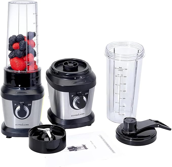 Epsilon Portable blender for Shakes and Smoothies – 400W Personal Blender with 24oz Portable Bottle Electric Personal Blender Bottle with 4-Blade Assembly Travel-Friendly and BPA-Free
