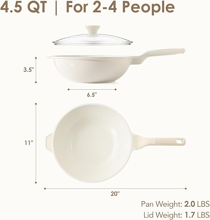 SENSARTE Ceramic Nonstick Cookware Set 15 Piece includes 8 Inch Frying Pan Skillet Induction Compatible Omelet Pan