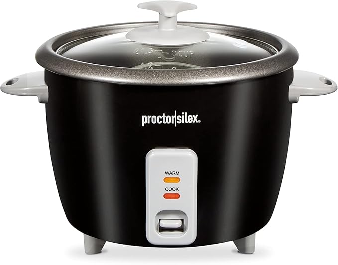 Proctor Silex Rice Cooker &amp Food Steamer 16 Cups Cooked (8 Cups Uncooked) Includes Steam and Rinsing Basket Black (37527)