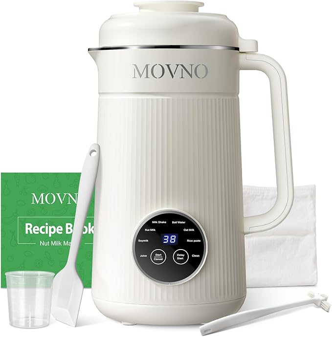 8 IN 1 Nut Milk Maker Machine 40OZ Capacity Homemade Almond Oat Coconut Plant Based Milks&amp Non Dairy Beverages Automatic Pure Copper Motor Soy Milk Maker Blender with Delay Start/Boil Water