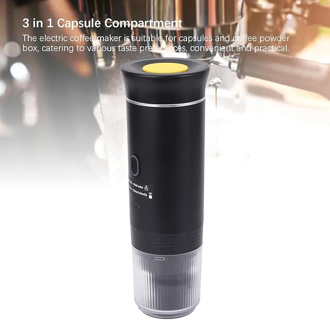 Portable Maker 15 Bar Cordless Heating Car Coffee Maker Portable Coffee Maker Travel Coffee Maker with 60ml Heating Tank Capacity for Travel Camping Home Car Office