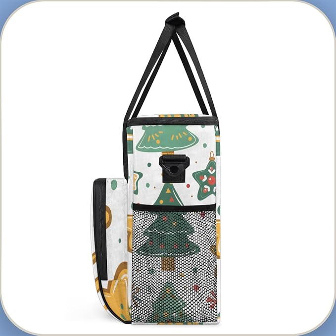 Retro Tree Christmas Coffee Maker Carrying Bag Portable Travel Storage Tote Bag Compatible with K-Mini or K-Mini Plus Single Serve Coffee Brewer Carrying Case with Multiple Pockets &amp Shoulder St