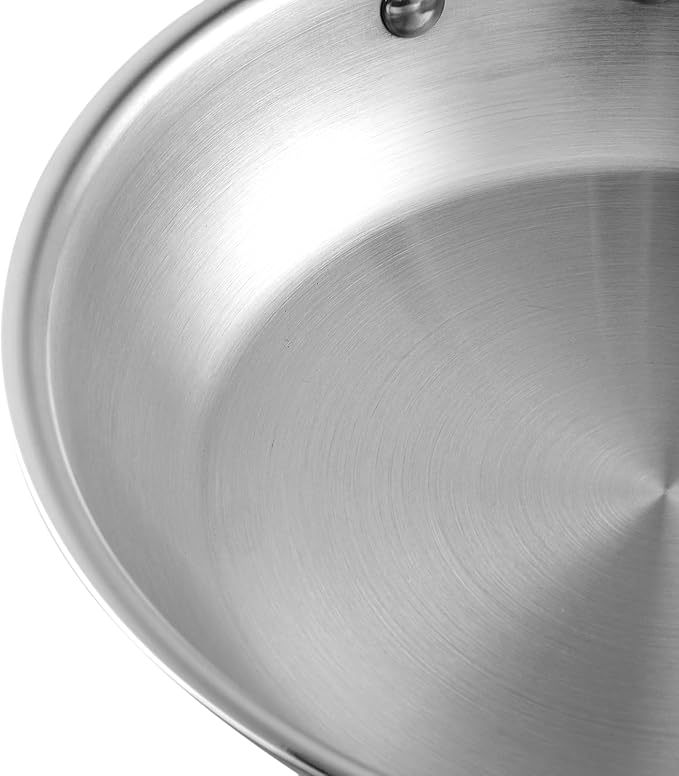 Vinod Platinum Triply Stainless Steel Cookware Combo Set of 2 | 1.5 Litre Kadai (20cm) 20 cm Frypan | Extra Deep Kadai with Lid for Cooking | Induction Cookware