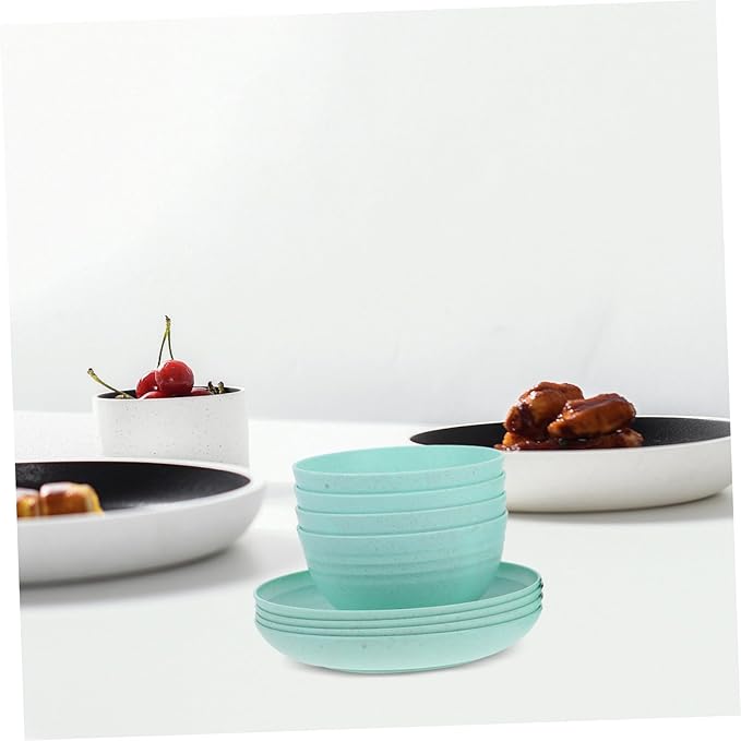 Alipis 12pcs Straw Dinnerware Set Unbreakable Plates Bowls and Cups Microwave Safe for Home Dining Camping and Outdoor Use Versatile and Stylish Design