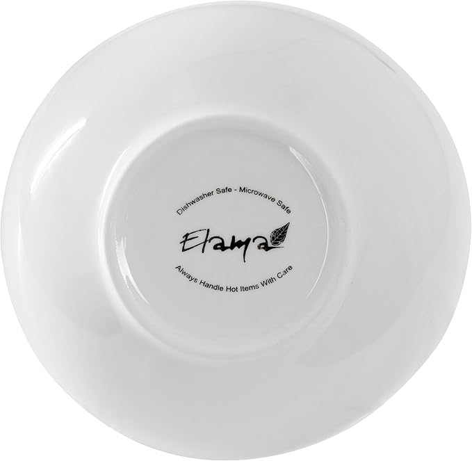 Elama Professional Kitchen 12 Piece Porcelain Dinnerware/Tableware Set (Bowl White)