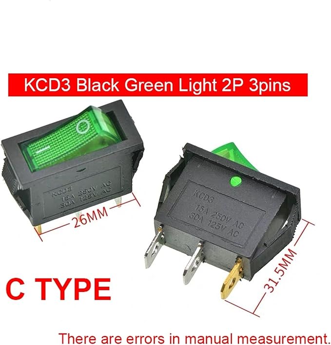10 Pieces/lot Rocker Switch Rice Cooker Electric Frying pan Small Boat Type Power Button KCD3 Light 2/3 pin(B (10PCS))