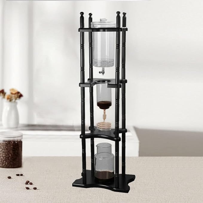 DNYSYSJ 18-20 Cups Commercial Ice Coffee Machine Cold Brew Coffee Tower Home Ice Drip Coffee Maker Wooden Cold Brew Drip Tower Coffee Maker Set W/ 2500ml Large Capacity Coffee Solution Pot