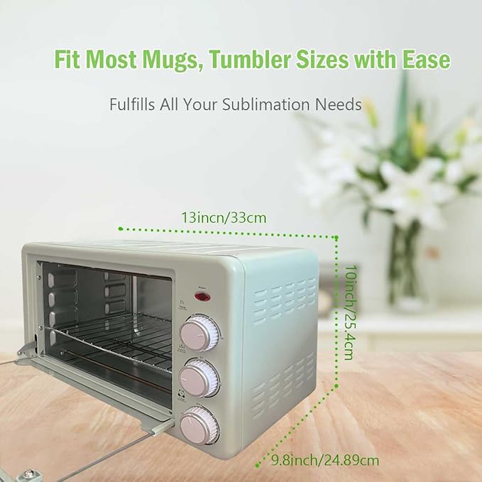Sublimation Oven Machine 22L 110V 1500W Convection Oven for Sublimation Blanks Mugs Tumblers Cups Water Bottles Bulk Printing with Heat Resistant Tape Glove and Shrink Wrap.