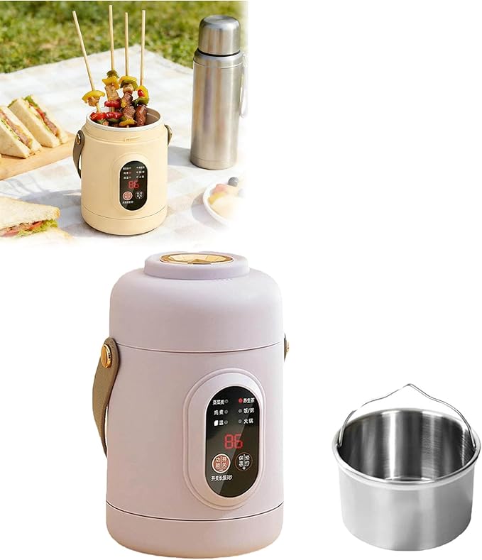 Multifunctional Health Pot Portable 500W Health Pot with Ceramic Glaze Inner Pot &amp Steamer 12-Hour Preset Slow Cooker for Rice Porridge Soup Steaming (A-Purple)