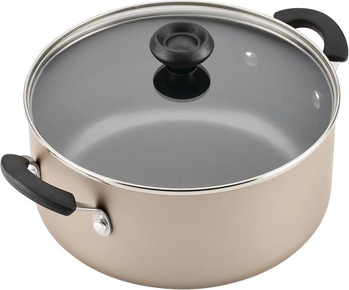 12 Pcs Nonstick Cookware Set with Cooking Tools - Easy Clean &amp Dishwasher Safe Champagne Color Ideal for Home Kitchen
