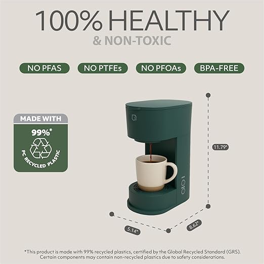 WILLOW K-Cup Coffee Maker Single Serve Coffee Maker with 6 to 12oz Brew Size &amp Strong Brew Option Single Cup Coffee maker made with 99% PCR Recycled Plastics Coffee Machine - HUNTER GREEN