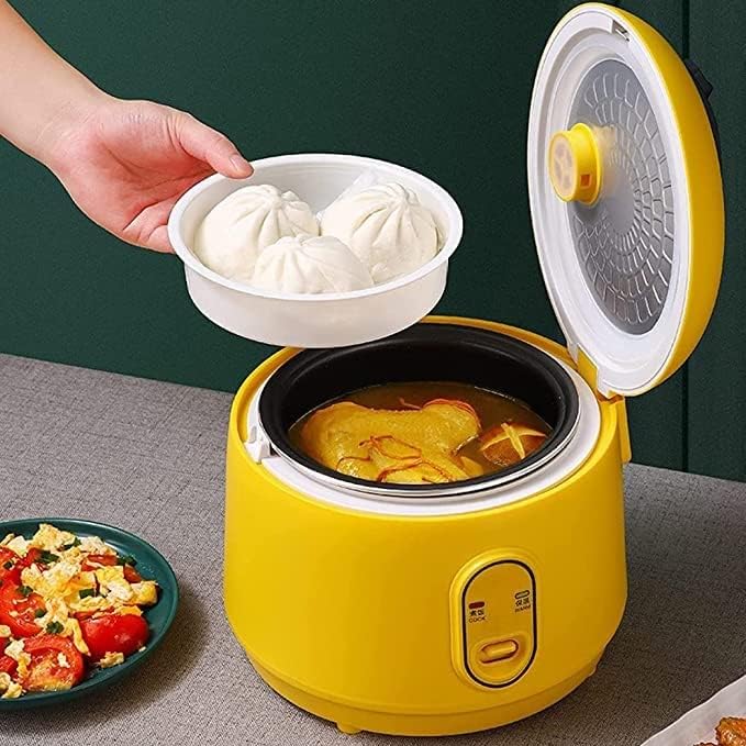JYYBN Electric Rice Cooker Yellow Small Rice Cookers with Removable Non-Stick Rice Pot for Rice Meat Or Porridge Cooking