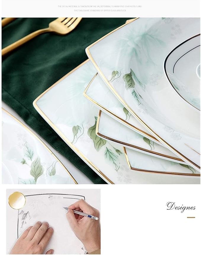 Dinnerware Set Nordic Phnom Penh Soup Pot/Plates Ceramic Plates and Sets for Restaurant and Wedding Gifts/Bone China Dinner Set