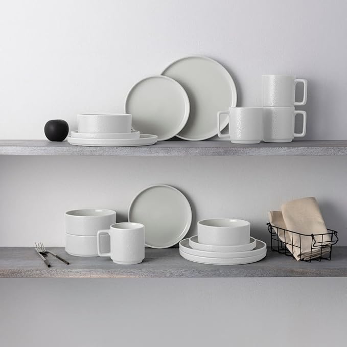 Noritake ColorTex Stone White 16-Piece Dinnerware Set Service for 4